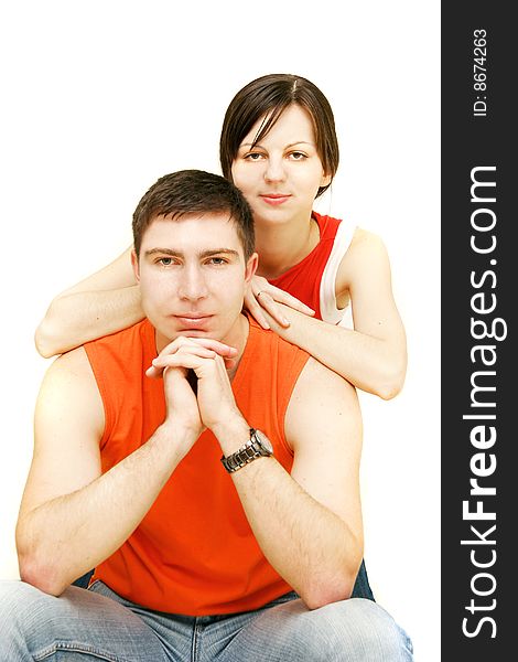 Young couple over white background