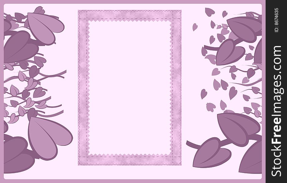 A good layout for invitation cards with purple hearts. A good layout for invitation cards with purple hearts