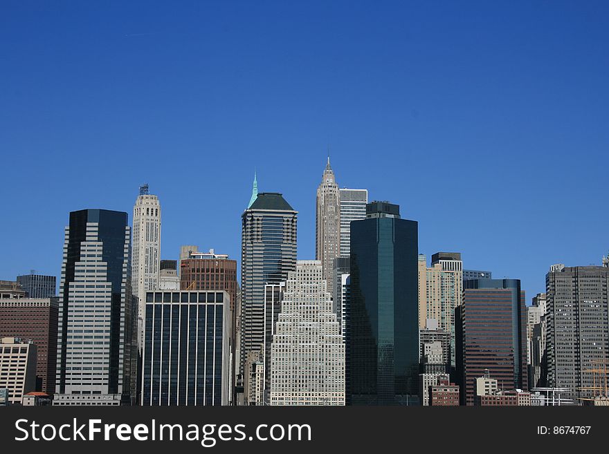 View of the Lower Manhattan skyline. View of the Lower Manhattan skyline.