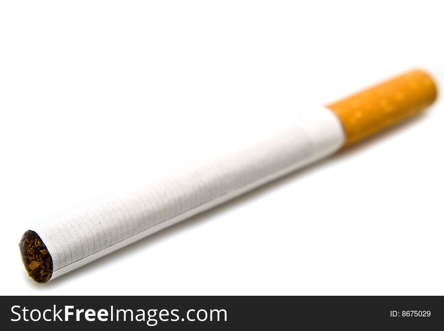 Horizontal cigarette on a white background