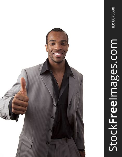 African American businessman giving a thumbs up sign