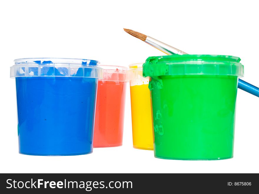 Paintbrush and paint isolated in white background