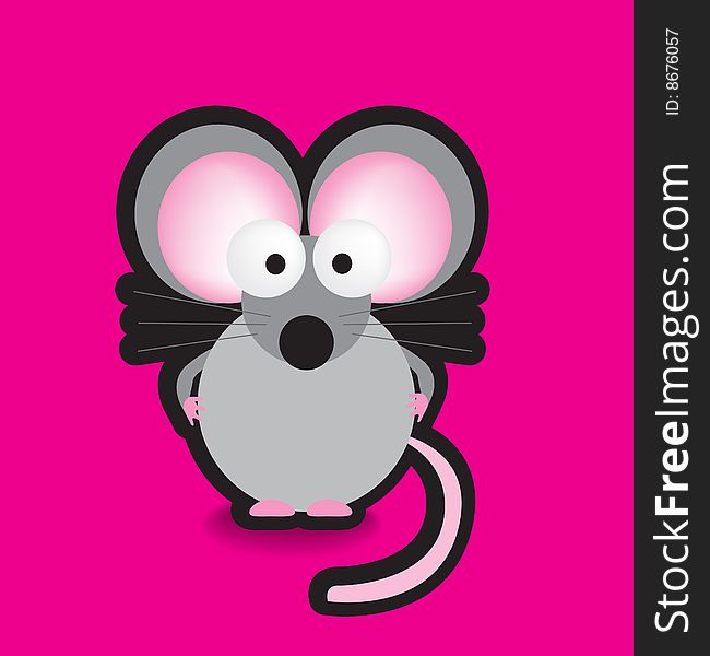 Funky vector illustration of a mouse with a chunky black outline