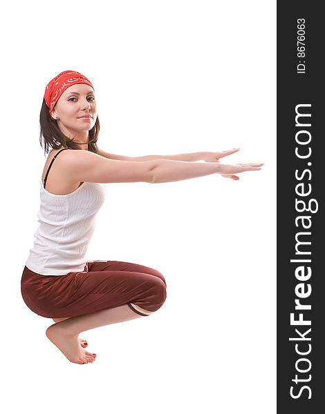 Beautiful active sport girl isolated on a white background. Beautiful active sport girl isolated on a white background