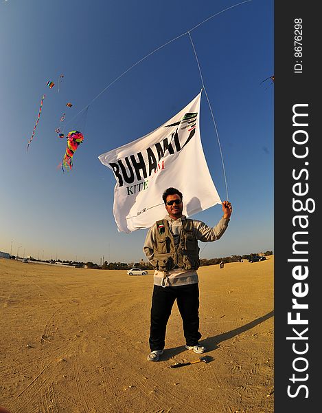 Buhamad Kites Team playing kites in Kuwait beach in winter 2009