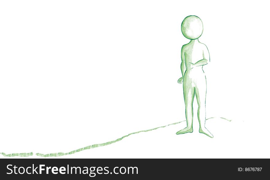 Illustration: a green figure standing on a hill. Illustration: a green figure standing on a hill