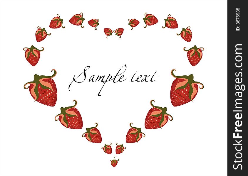 Vector drawing of heart from strawberries. Vector drawing of heart from strawberries
