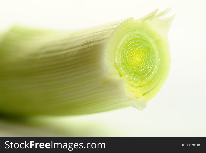 Stalk of leek on a white background. Stalk of leek on a white background.