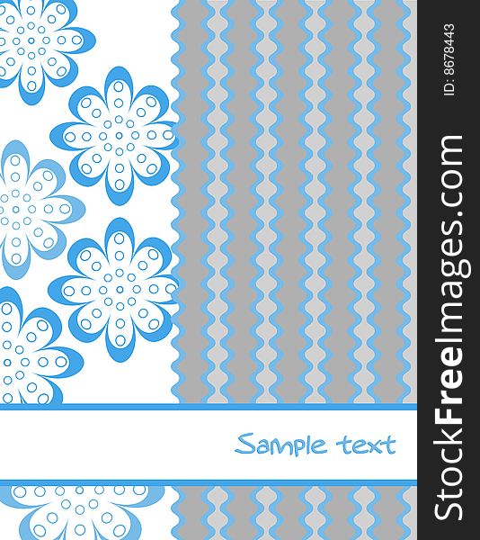 Blue and gray retro flower cover page with copy space. Blue and gray retro flower cover page with copy space