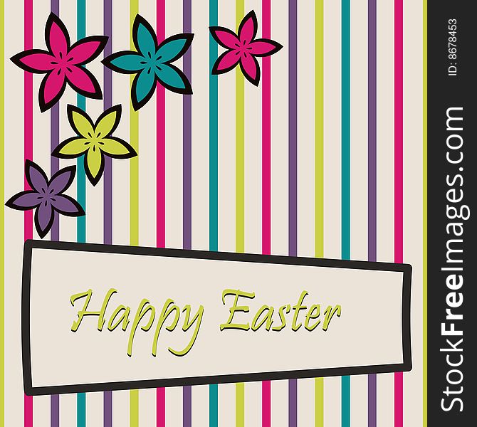 Colorful retro flower easter card with greeting. Colorful retro flower easter card with greeting