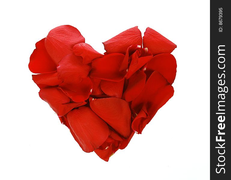 Red heart from petals of a rose