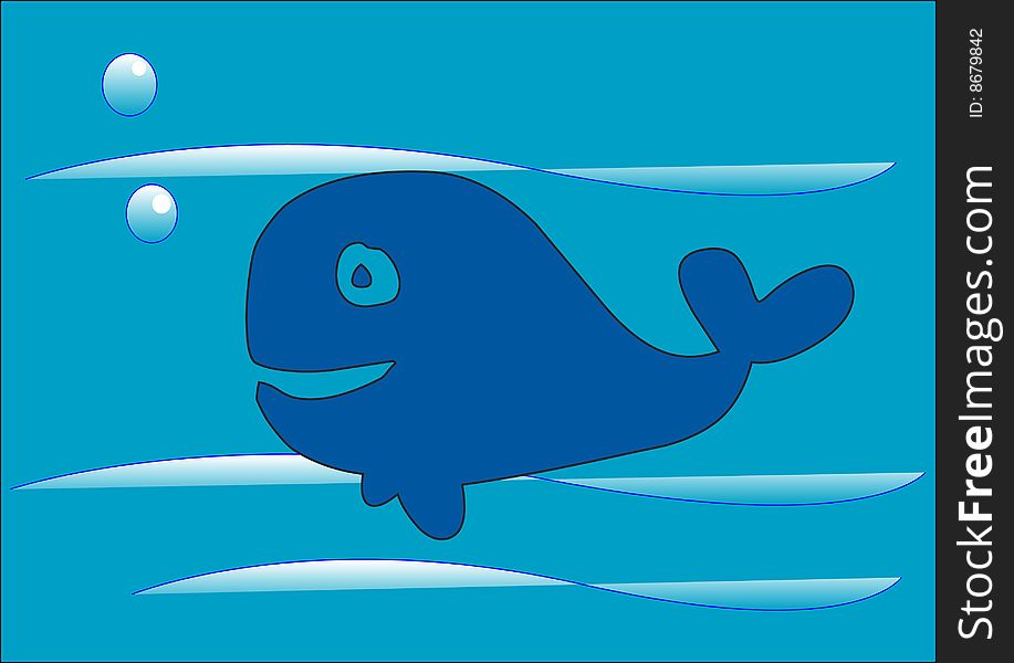 Blue whale with blue background