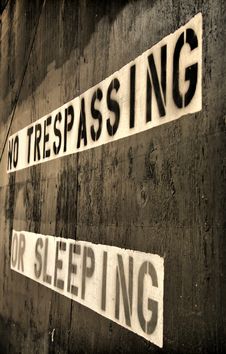 No Trespassing Or Sleeping Sign Royalty Free Stock Images No Trespassing Or Sleeping Sign Royalty Free Stock Images