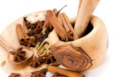 Cinnamon Sticks,Cardamom,vanilla Bean And Star Ani Royalty Free Stock Images Cinnamon Sticks,Cardamom,vanilla Bean And Star Ani Royalty Free Stock Images