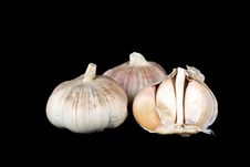 Garlic Bulbs Whole And Half Stock Image