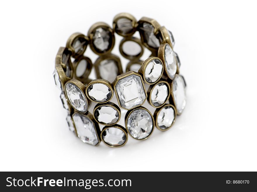 Close-up of beauty diamond bracelet on white. Close-up of beauty diamond bracelet on white