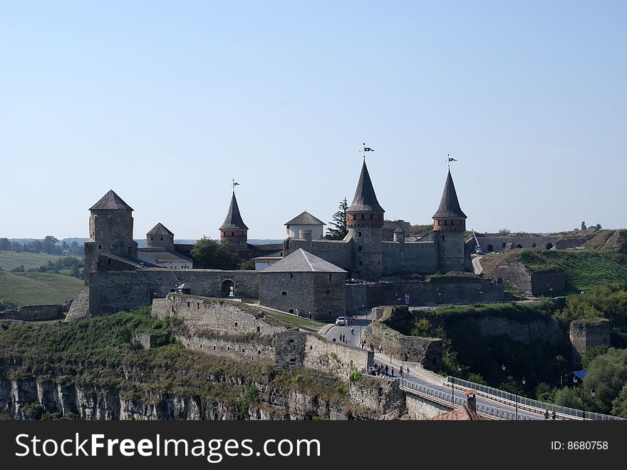 A beautiful view of the fortress-Podolskiy Kamyanets. A beautiful view of the fortress-Podolskiy Kamyanets