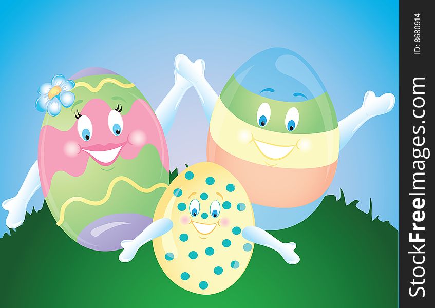 Illustration of an easter egg family