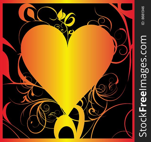Red and yellow beautiful decorative heart