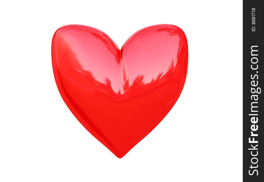 3d illustration of red heart icon, symbol isolated over white background