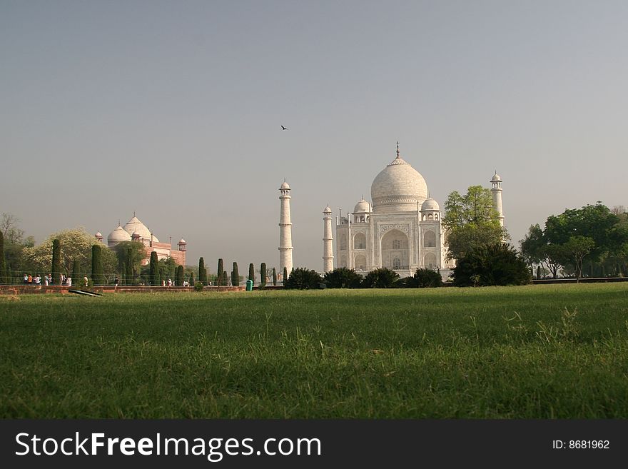 Taj Mahal Agra - side view from grass