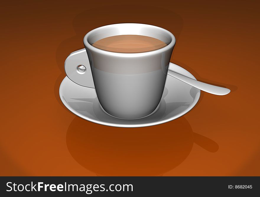 An illustration in 3d of a cup of coffee