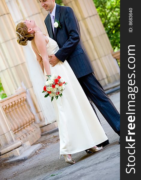 Young bride and groom shot