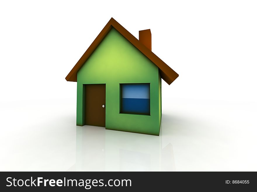 Little green house - 3d render illustration
