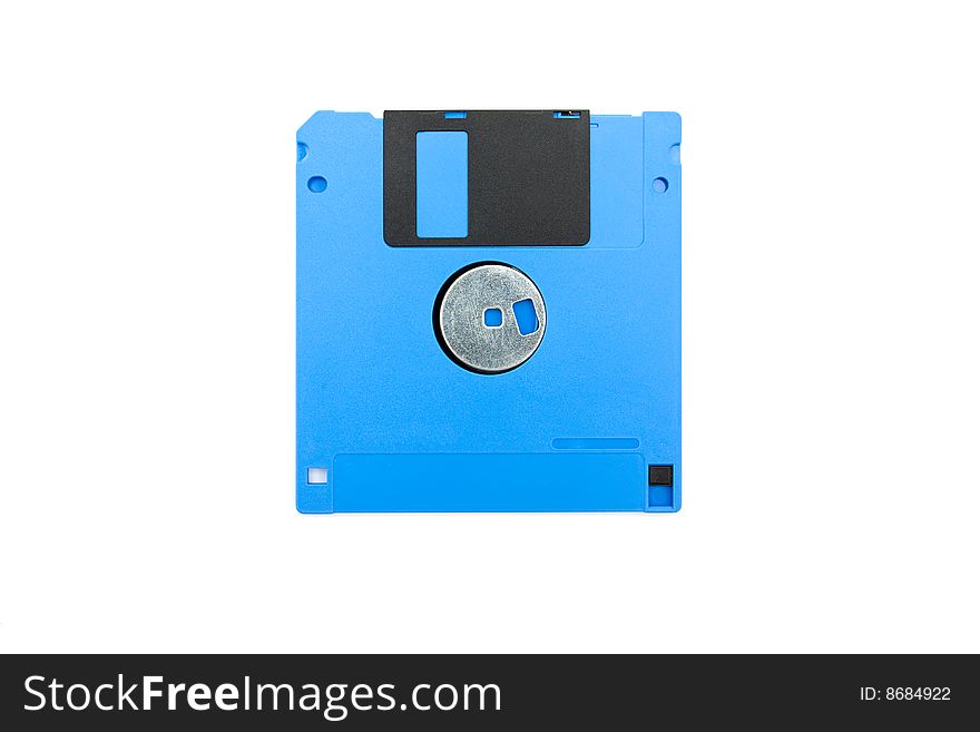 Blue floppy disk on white background