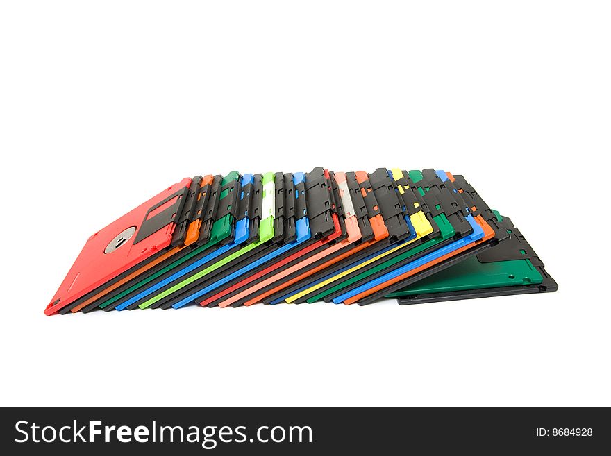 Colored floppy disk isolated on white