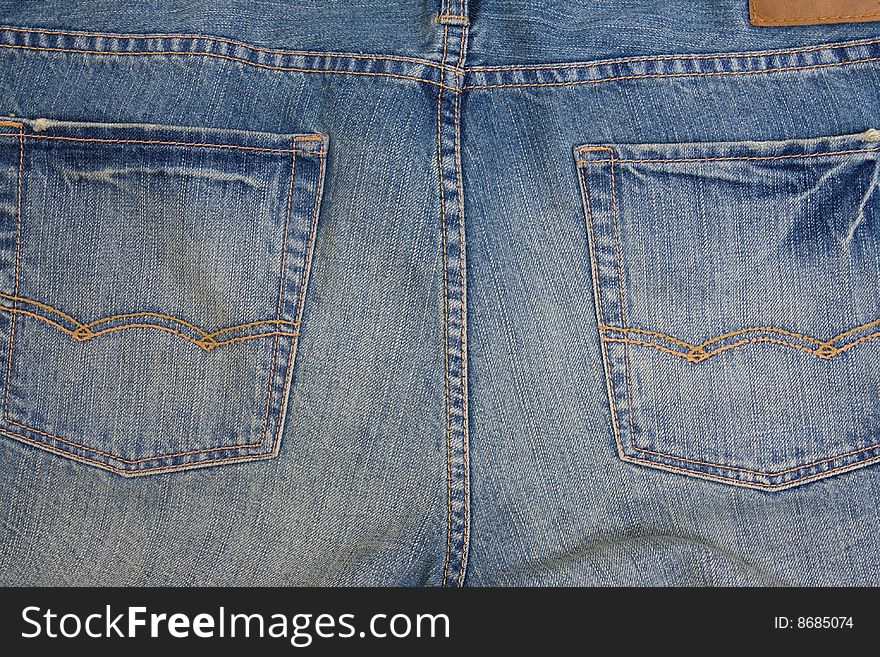 Modern blue jeans back pockets. Modern blue jeans back pockets