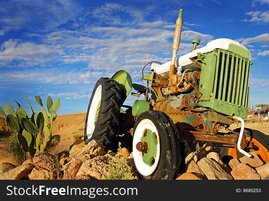 Old tractor in the field. Old tractor in the field
