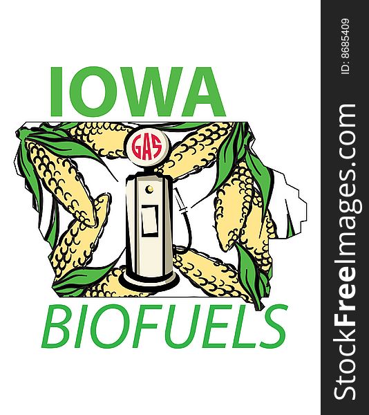 Illustration of corn Ethanol from Iowa. Illustration of corn Ethanol from Iowa.