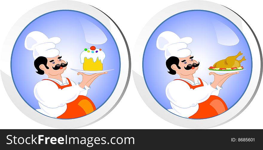 Cook, isolated on white, vector, eps 8 format