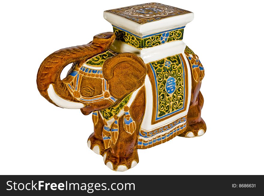 Painted Indian elephant decorative stool