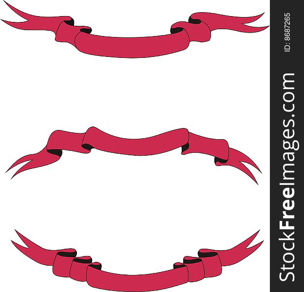 Collection of scarlet ribbons - vector illustration. Collection of scarlet ribbons - vector illustration
