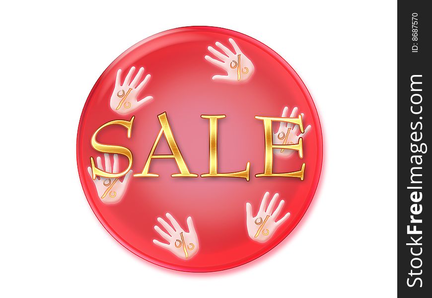 Sale red icon isolated on white background