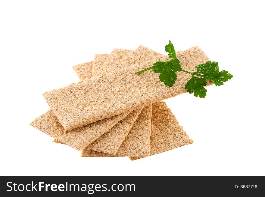 Isolated diet bread and parsley