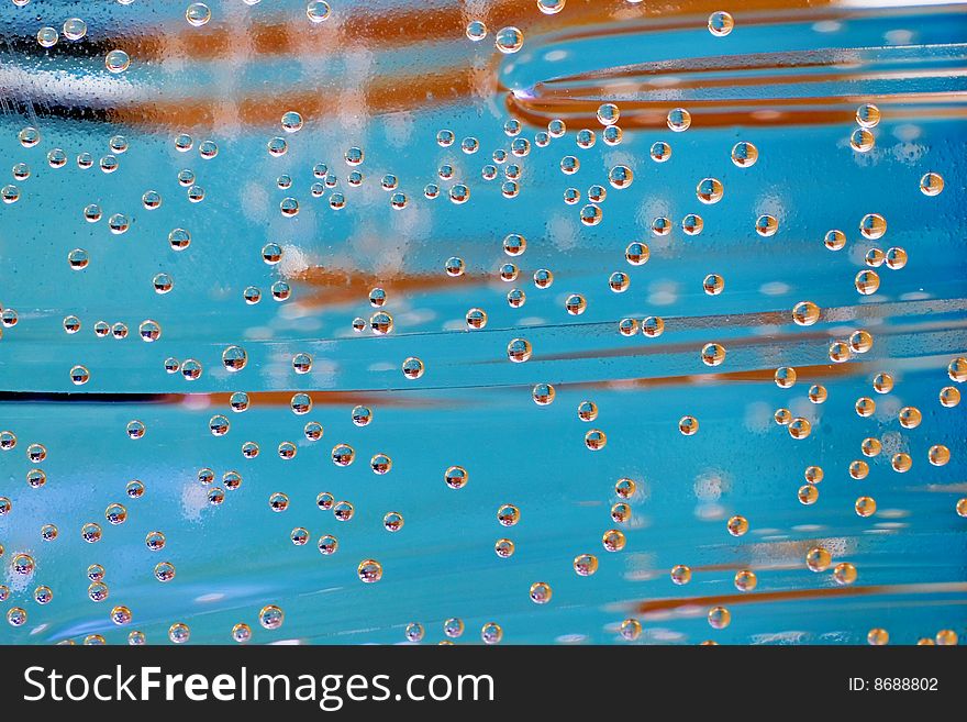 Bubbles of air on bottle walls