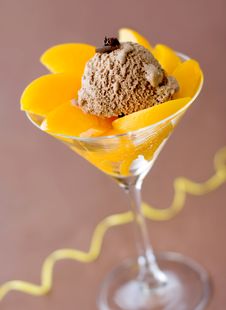 Dessert Of Peaches And Ice-cream Stock Image