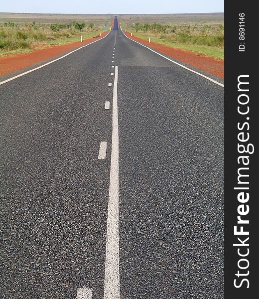 A long Street in the Outback of Australia