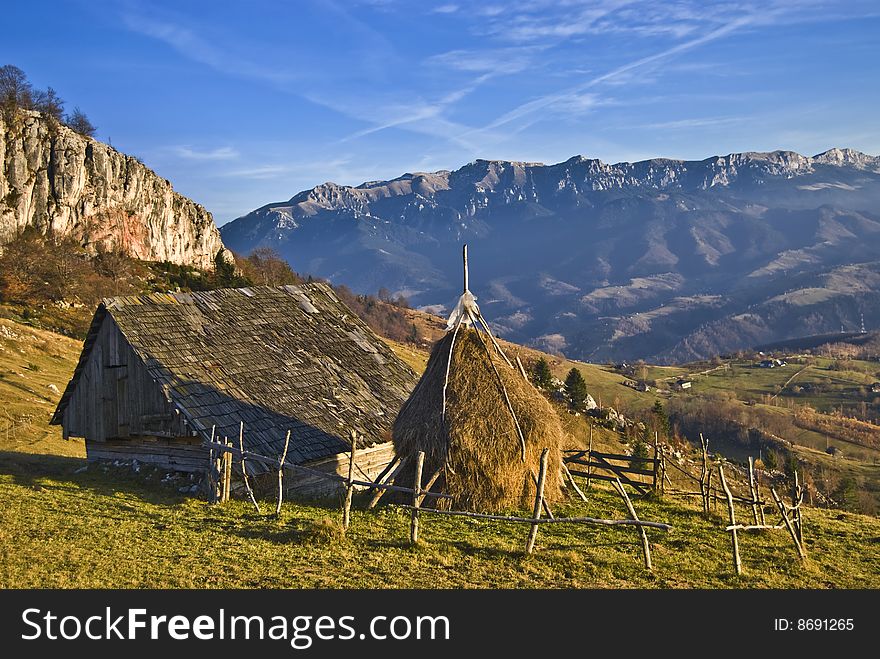 Mountain rustic village landscape