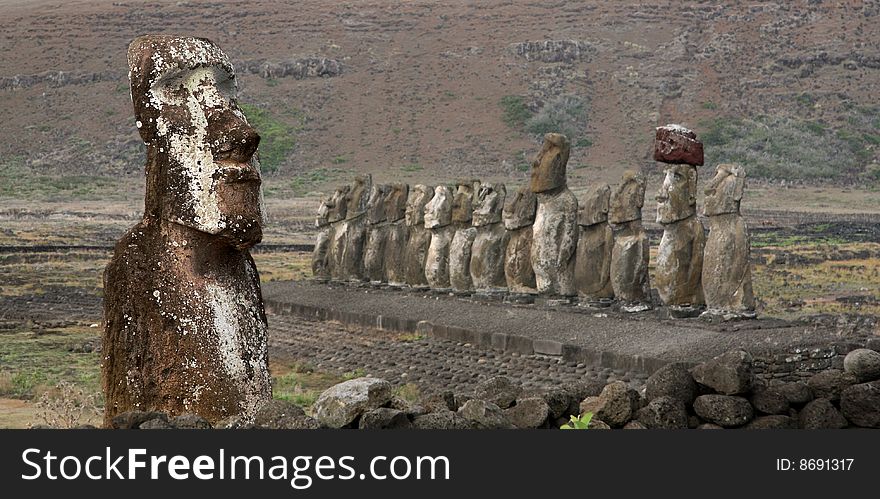 A platform with statues on Easter Island