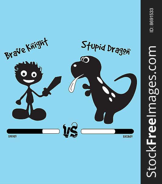 Brave Knight fight with Stupid Dagon. Brave Knight fight with Stupid Dagon