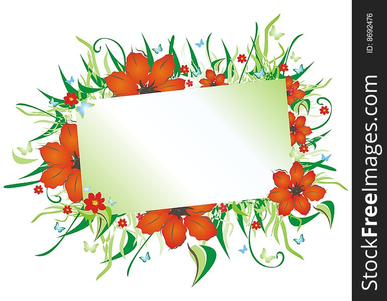 Floral frame on white background - vectorised. Floral frame on white background - vectorised