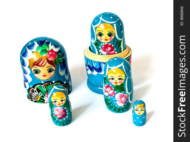 Russian dolls isolated on a white background