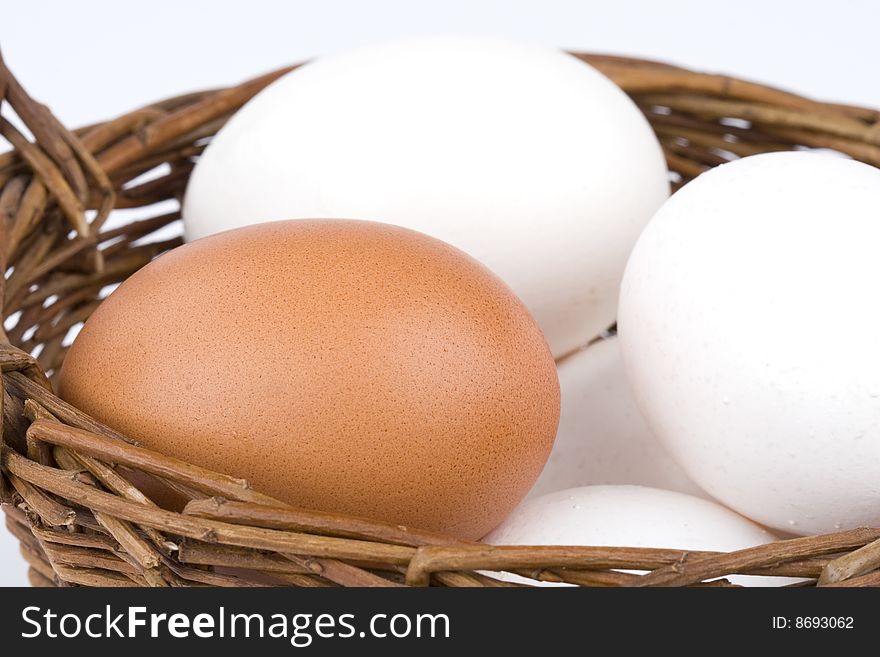 Close up of Eggs in a basket