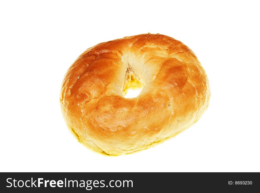 Single bagel roll isolated on white