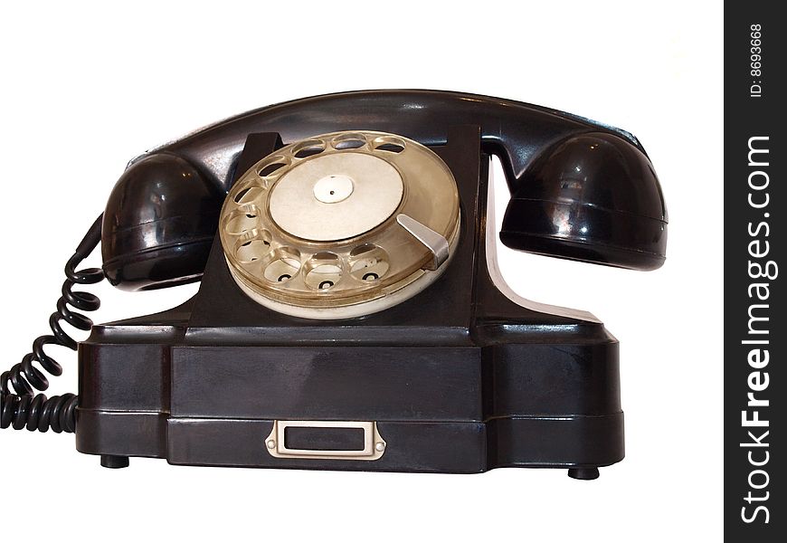 Color photo of an old phone. isolated on a white background. Color photo of an old phone. isolated on a white background