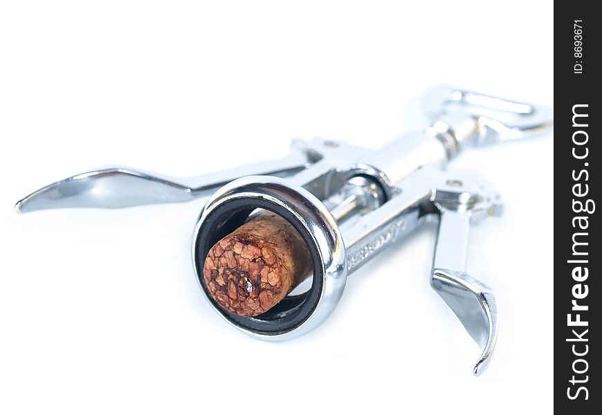 Macro shoot of corkscrew with cork. Macro shoot of corkscrew with cork